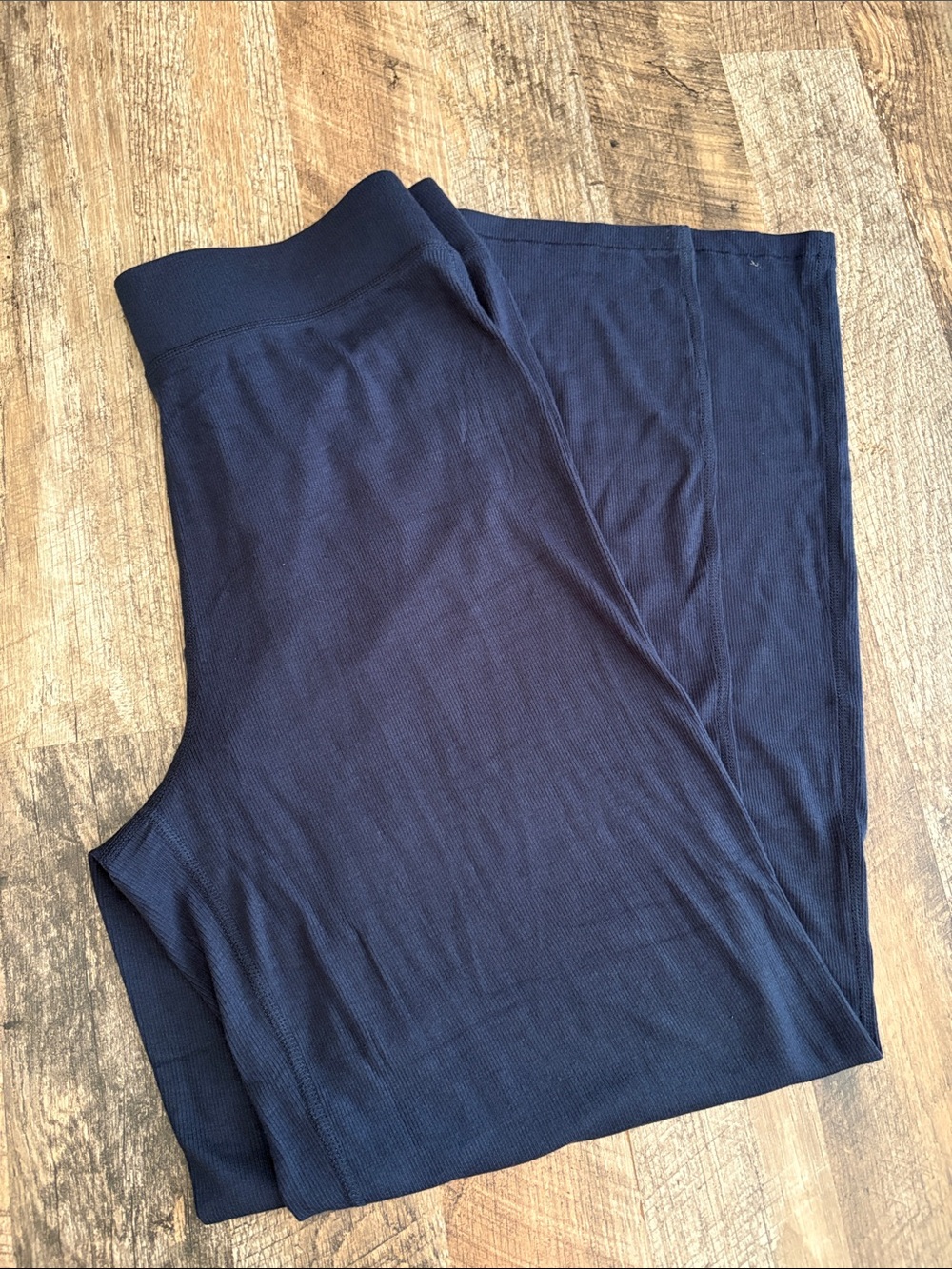 nuuds navy blue slinky rib streamline pants